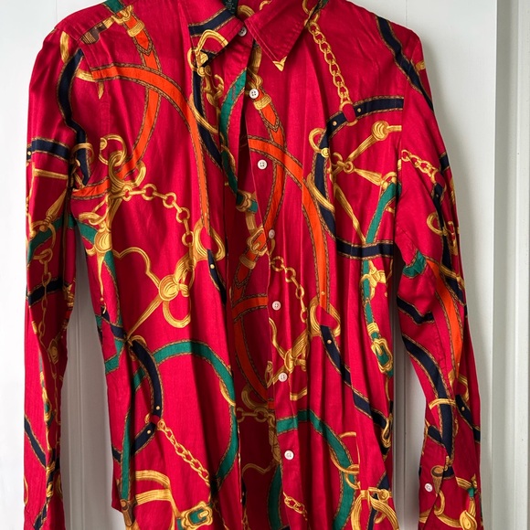 Ralph Lauren Red Shirt with Gold and Black Accents - Picture 1 of 2